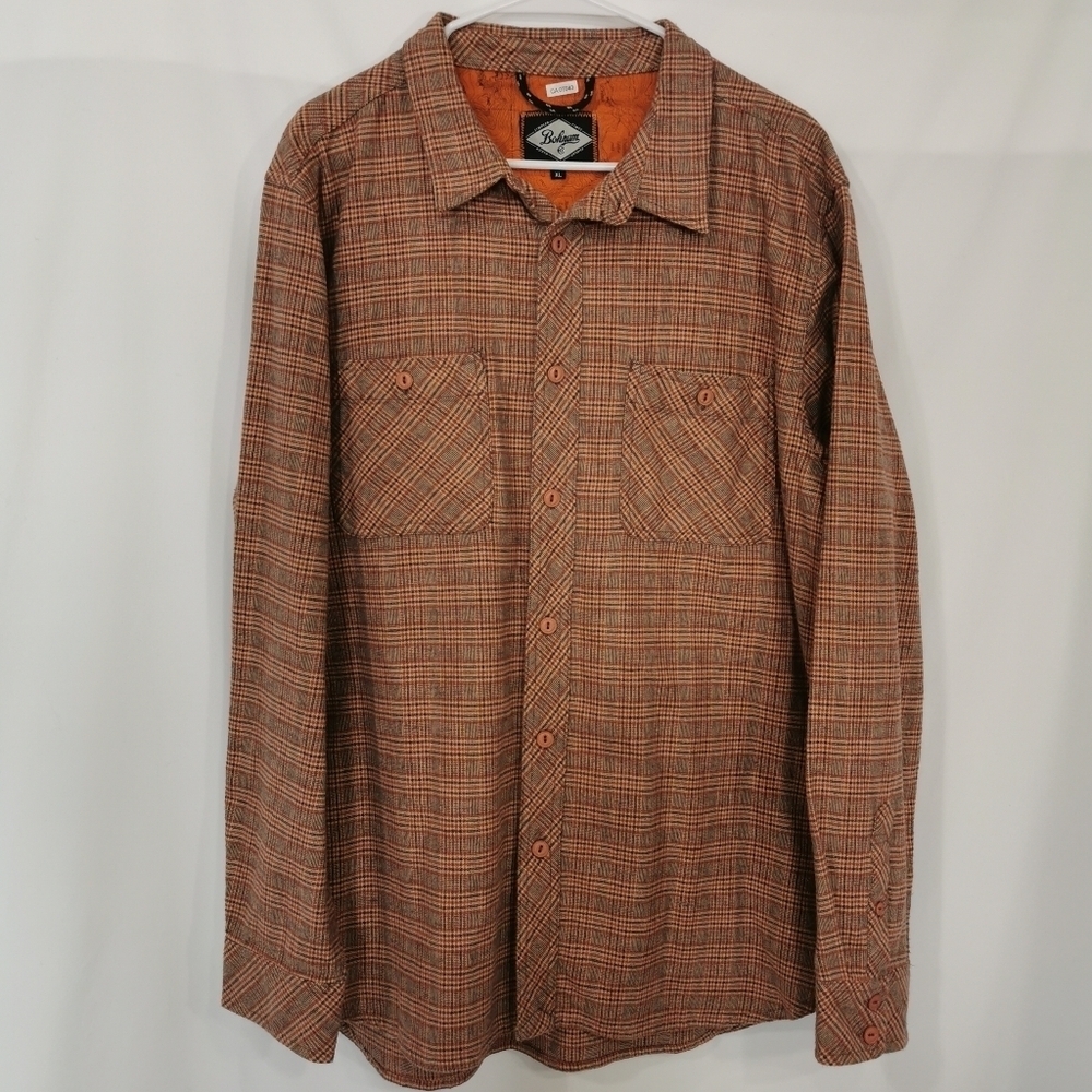 Bohnam Long Sleeve Orange/Brown Plaid Button Down Shirt - Sz XL Open To Offers
